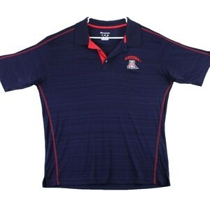Champion Elite Arizona Wildcats Polo Shirt Mens Large Navy Red Embroidered Logo